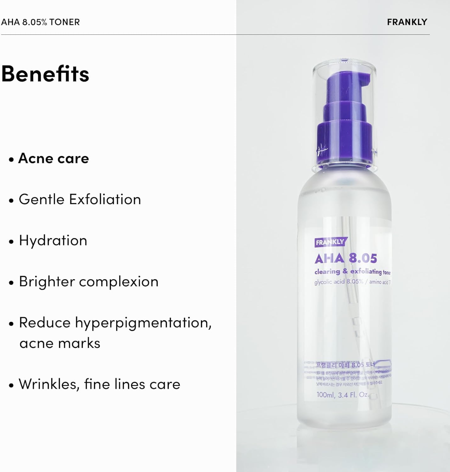 FRANKLY AHA 8.05% Exfoliating Toner | Glow-Boosting Skincare | LibrasLuxury