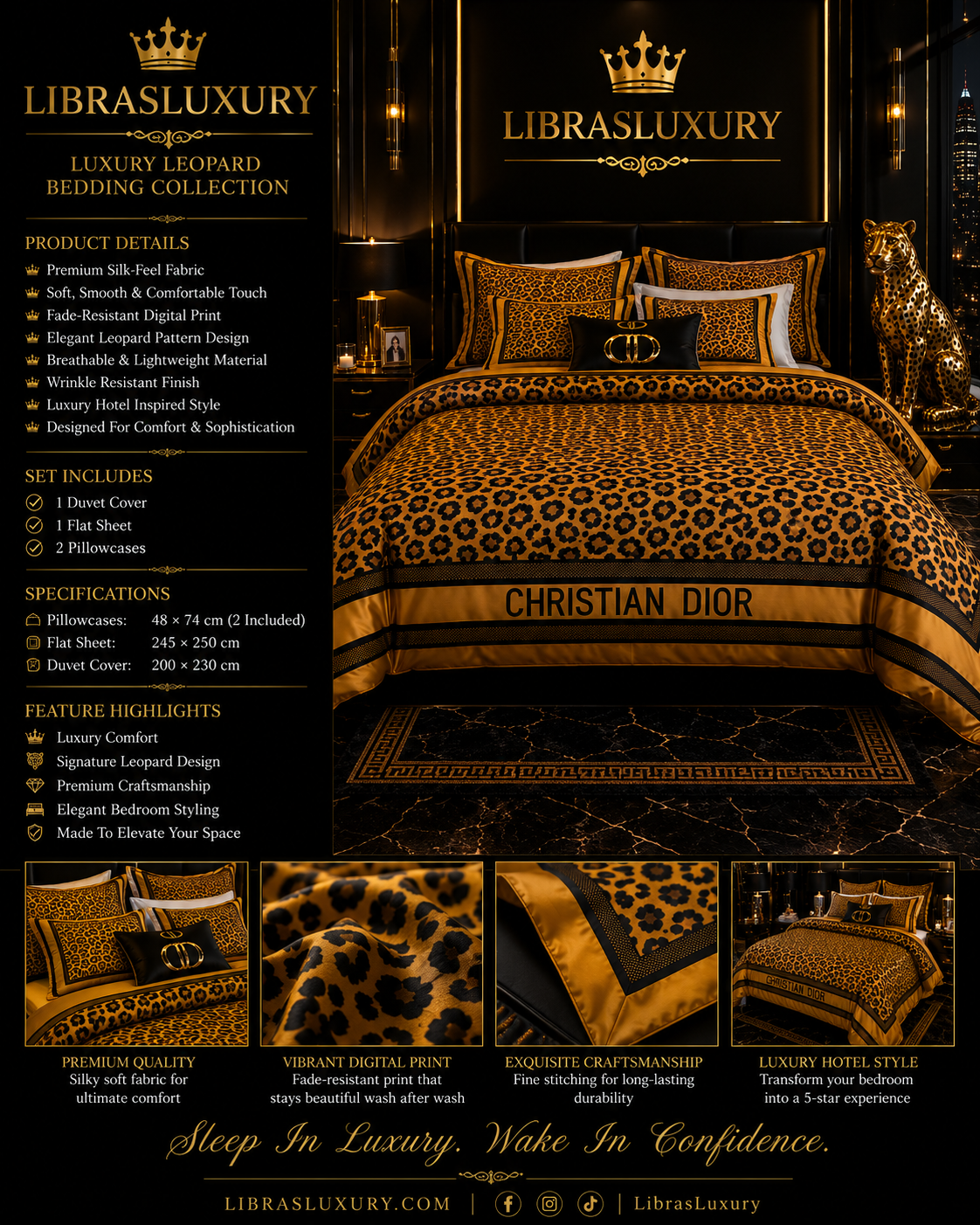 Sleep In Luxury — Dior Leopard Bedding Set | LibrasLuxury