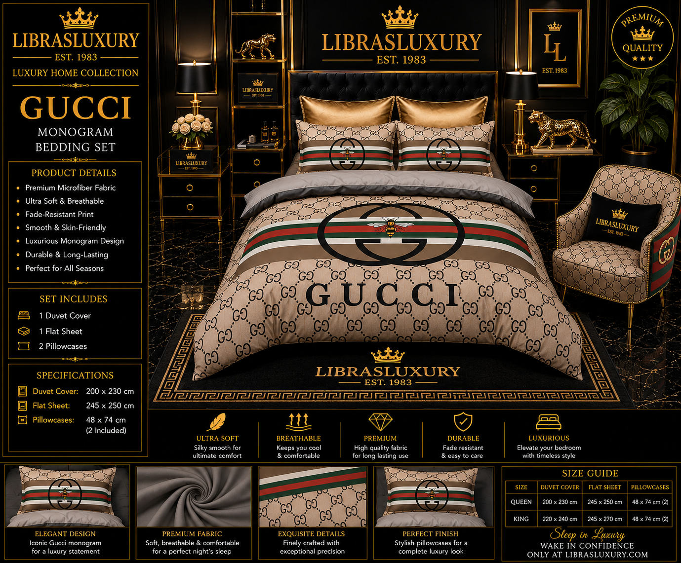 Dream In Gucci — Gucci Monogram Bedding Set | LibrasLuxury