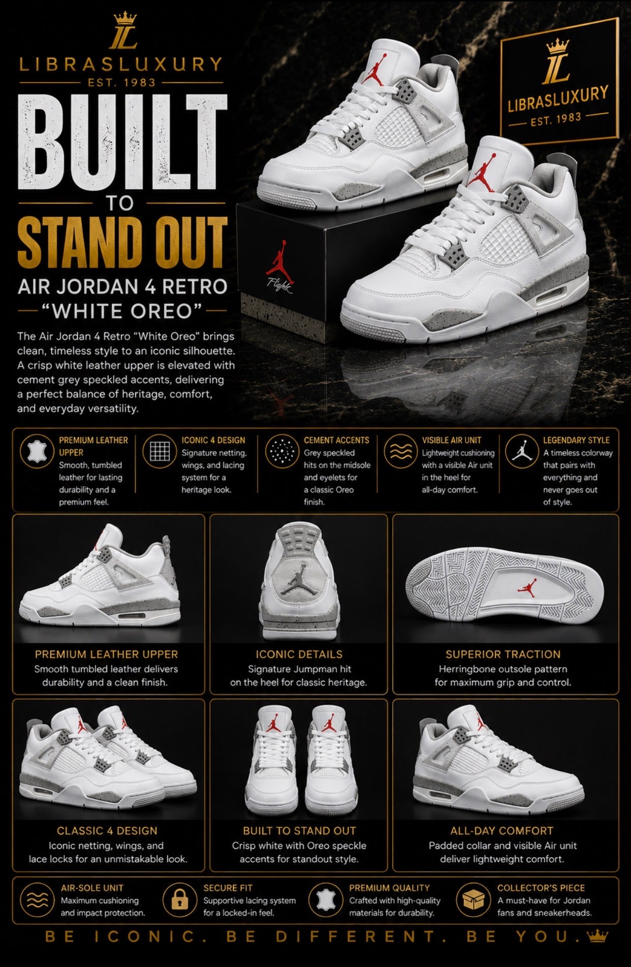 Built To Stand Out — Air Jordan 4 Retro "White Oreo" | LibrasLuxury