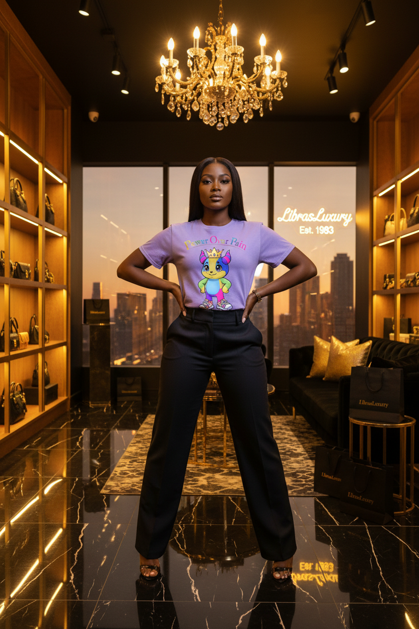 Power Over Pain Tee - LibrasLuxury Model Shot