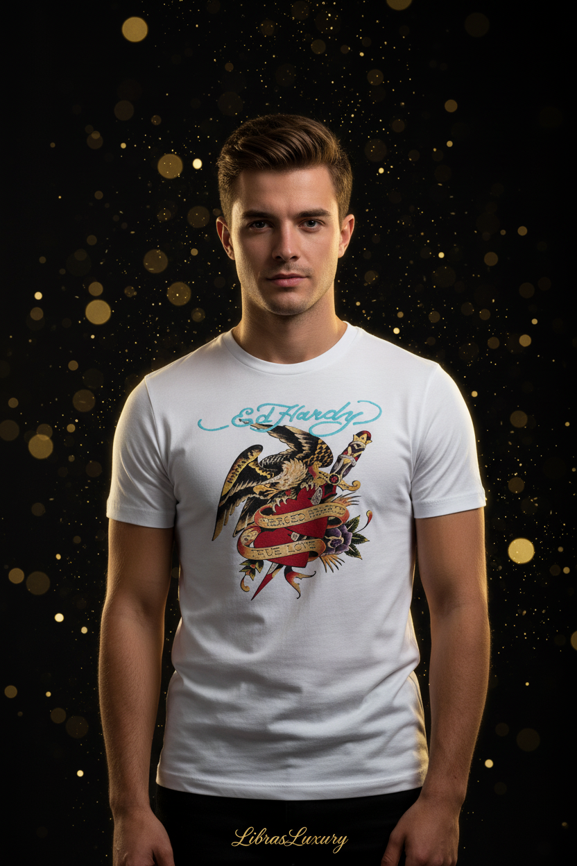 Model wearing Hardy Edge Graphic Tee - LibrasLuxury