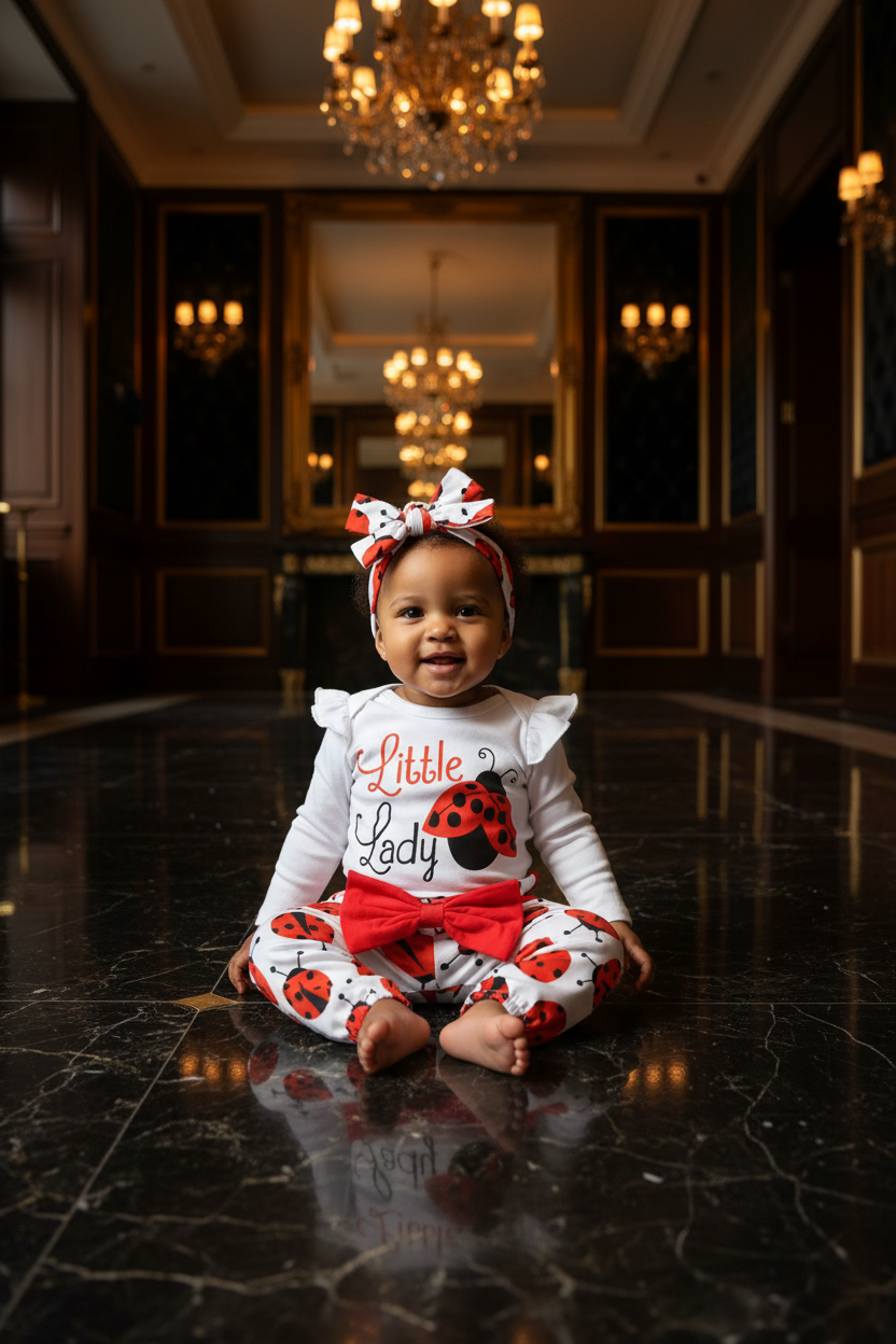 Wrapped in Love Baby Girl Ladybug Print 3-Piece Set | LibrasLuxury