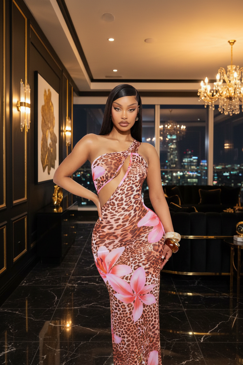 Floral Wild Leopard Maxi Dress | LibrasLuxury