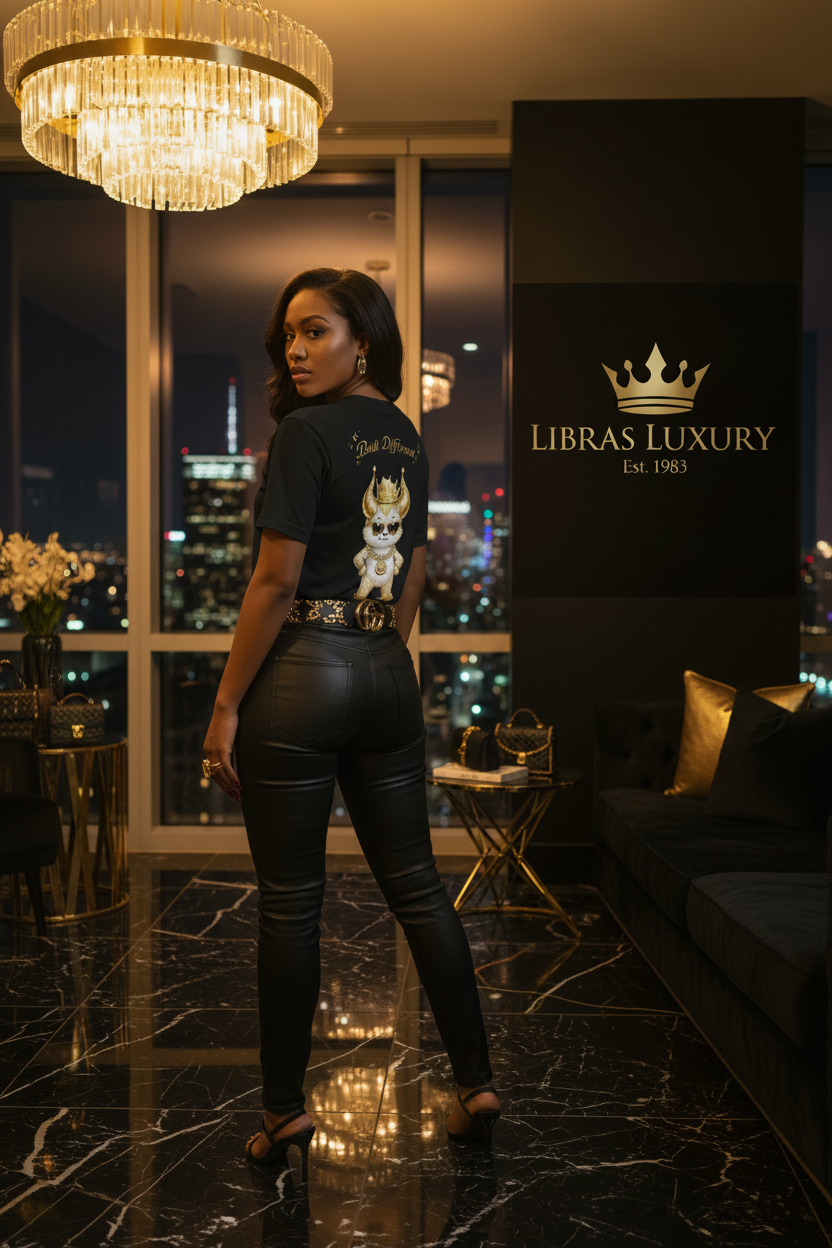 Built Different Tee — Female Model — LibrasLuxury