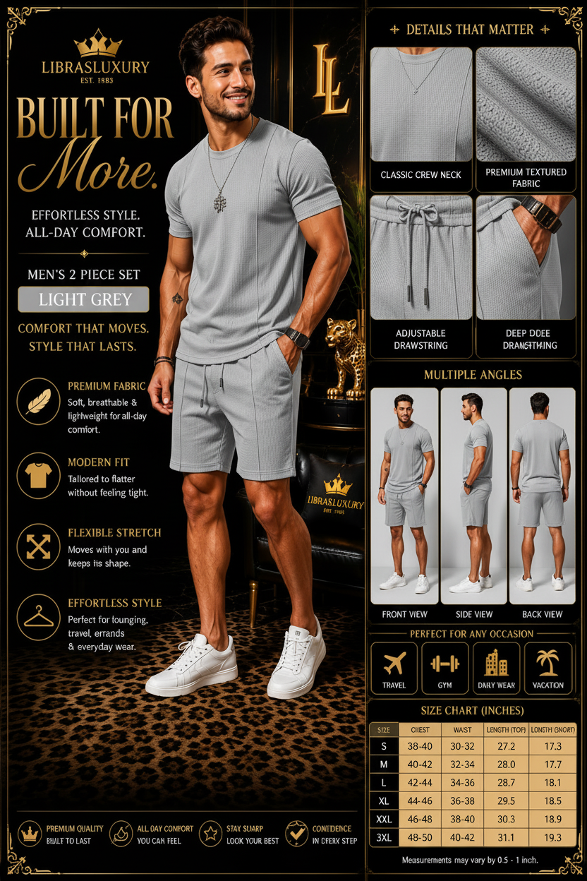 Light Grey Men's 2-Piece Set - LibrasLuxury