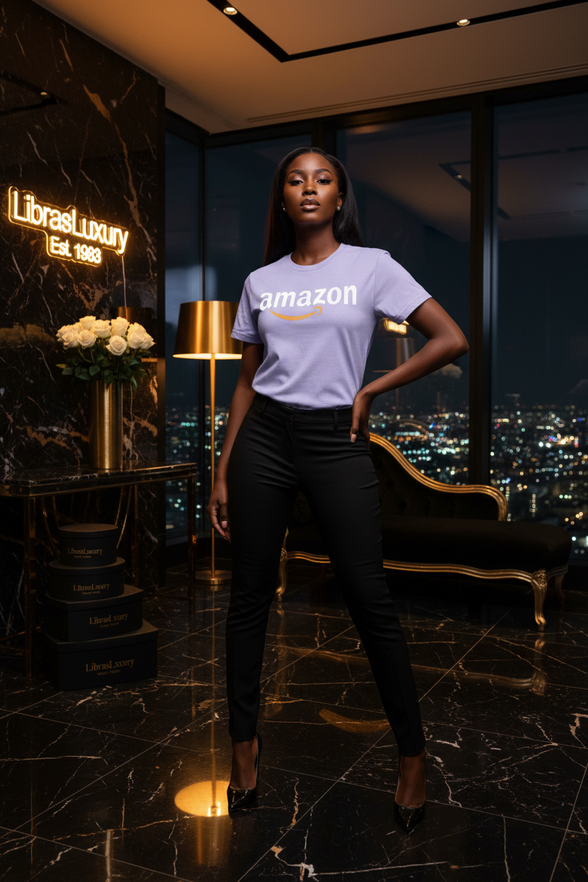 Amazon Signature Tee - LibrasLuxury Model Shot