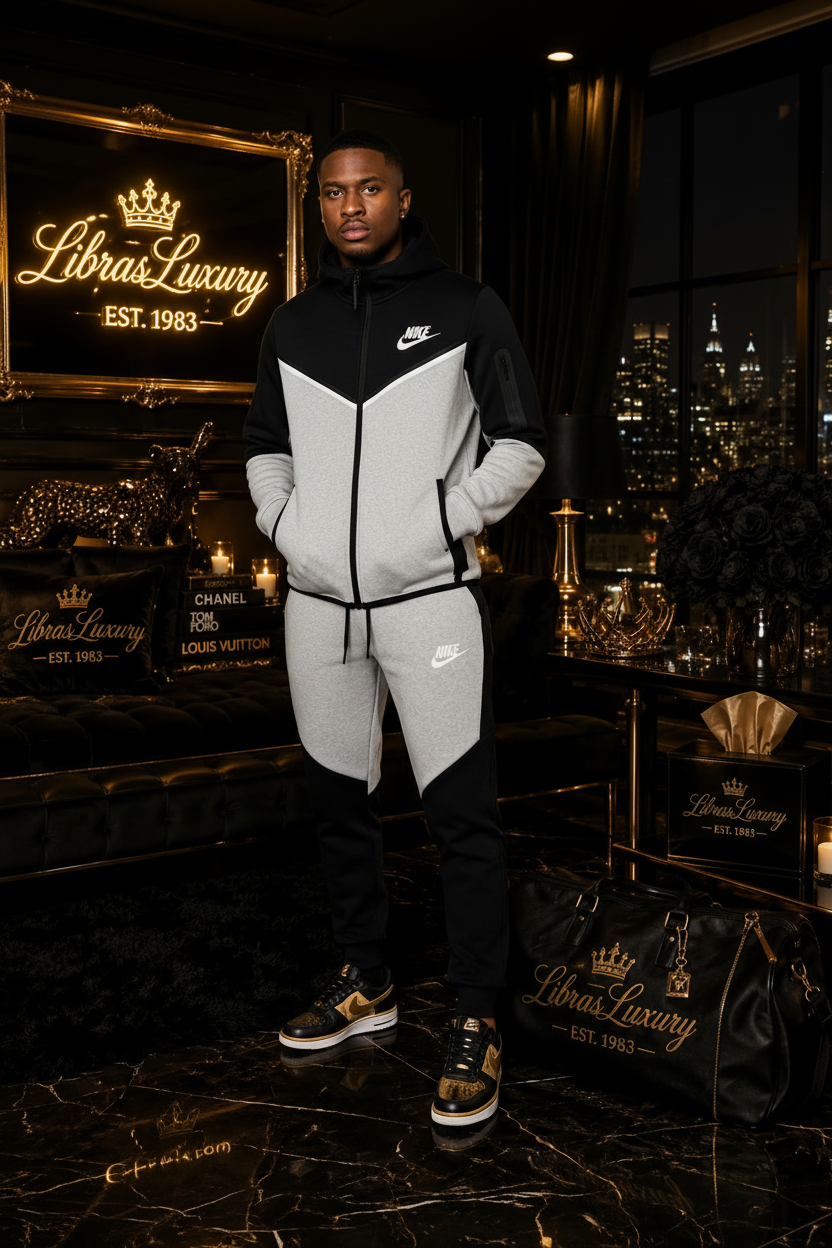 Nike Tech Fleece Grey Black Male Model LibrasLuxury | LibrasLuxury