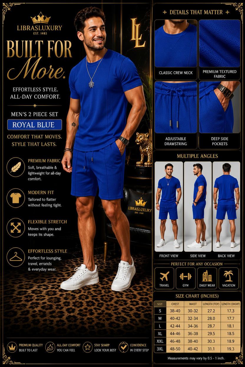 Royal Blue Men's 2-Piece Set - LibrasLuxury