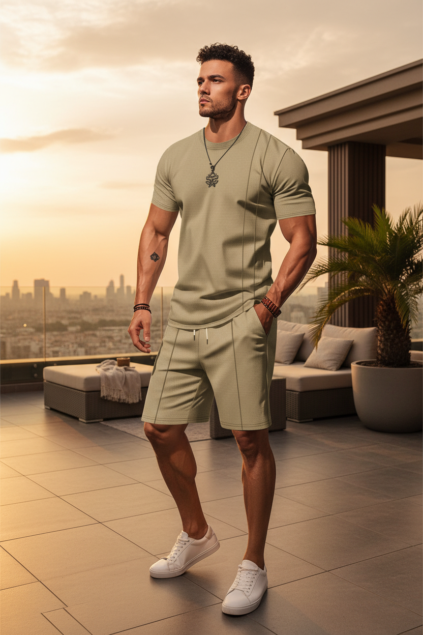 Solid Chill Set Khaki Model - LibrasLuxury
