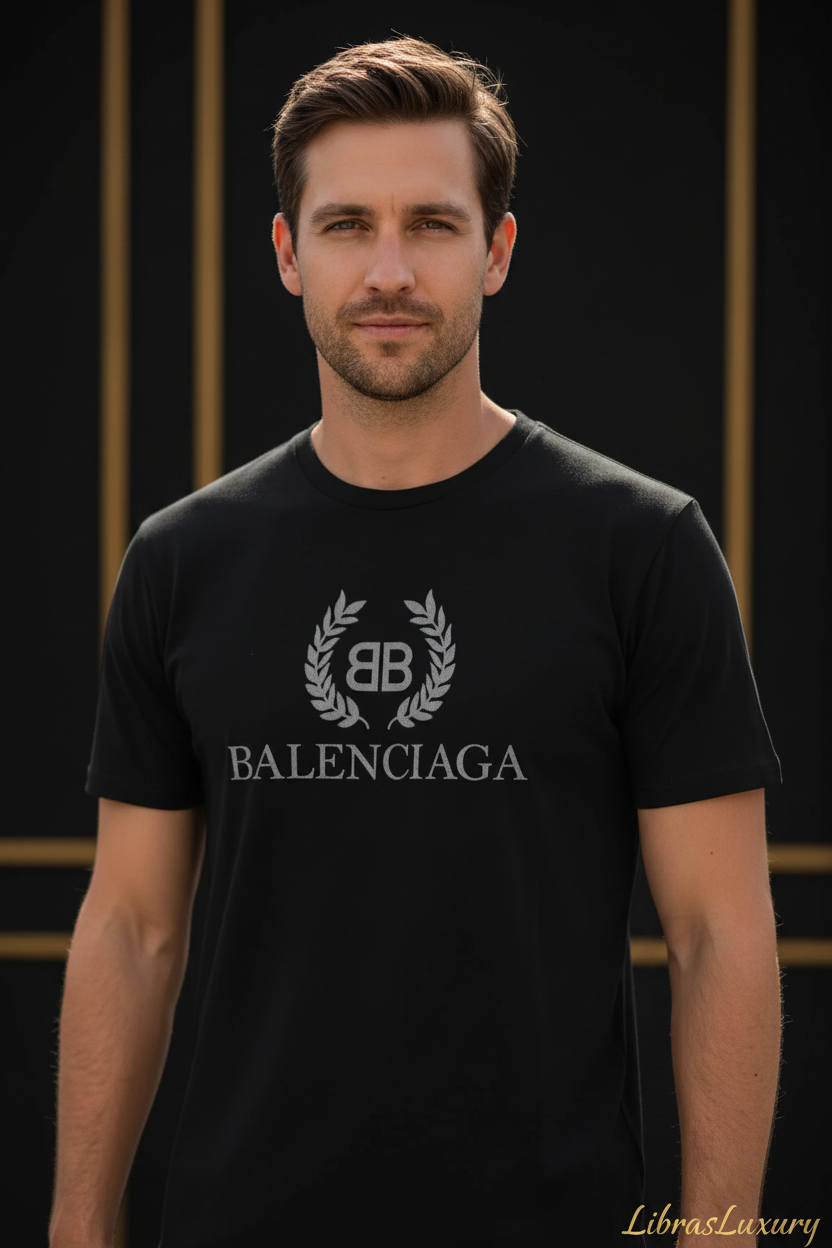 Model wearing Balenciaga Graphic Tee - LibrasLuxury
