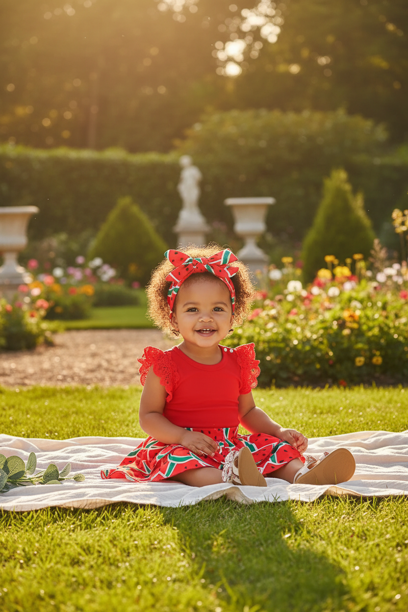 Sweet As Summer Baby Girl Watermelon Print Set | LibrasLuxury