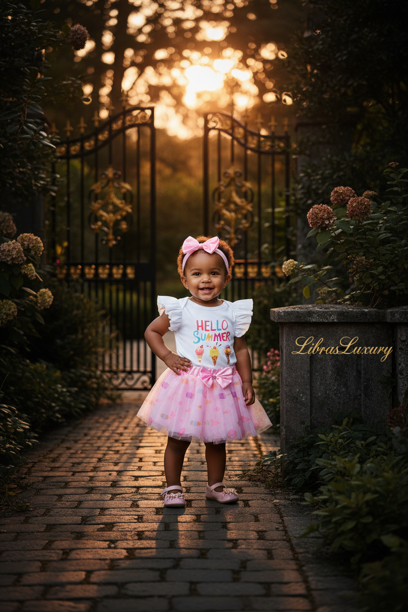Sweet Scoops Baby Girl Ice Cream Print 3-Piece Set | LibrasLuxury