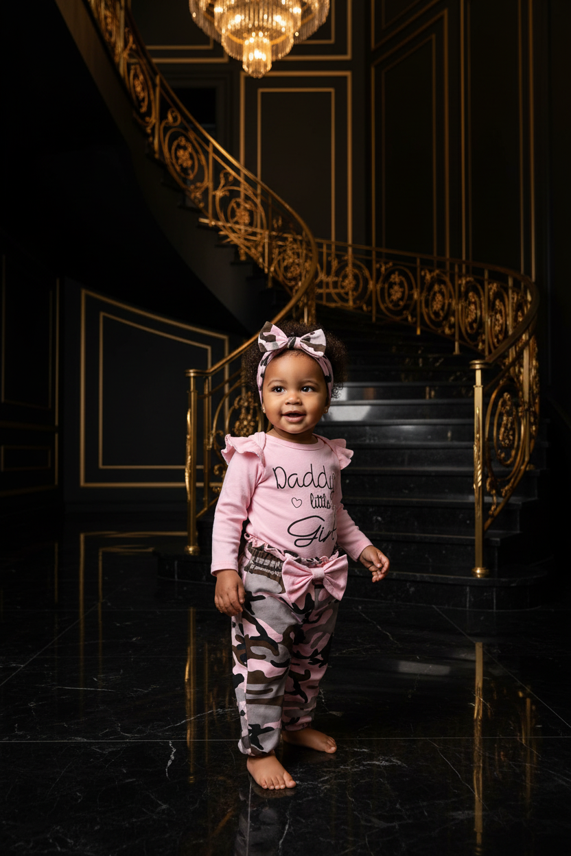 Daddy's Girl Camo Baby Girl 3-Piece Ruffle Set | LibrasLuxury