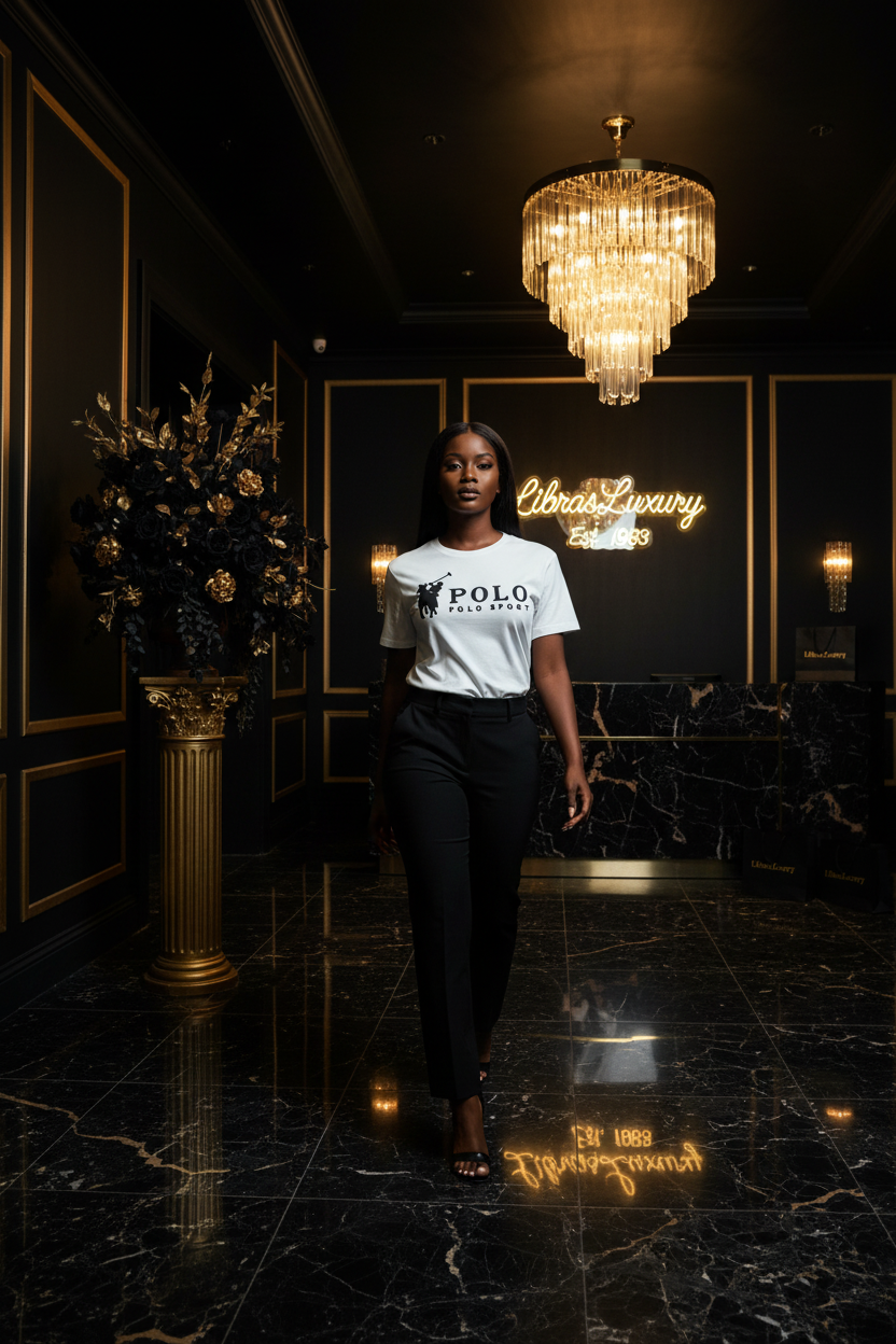 Royalty Polo Tee - LibrasLuxury dark luxury hotel lobby editorial