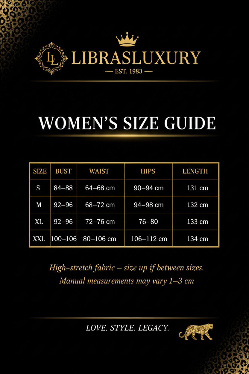 LibrasLuxury Women's Size Guide — Lace & Grace Floral Maxi Dress — S through XXL