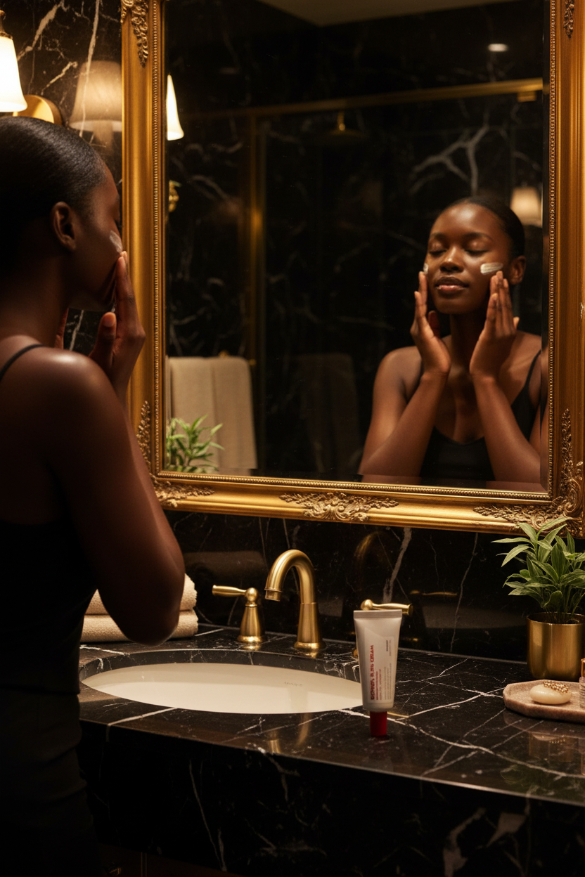 FRANKLY Retinol 0.1% Night Cream - Luxury Bathroom Mirror Application | LibrasLuxury