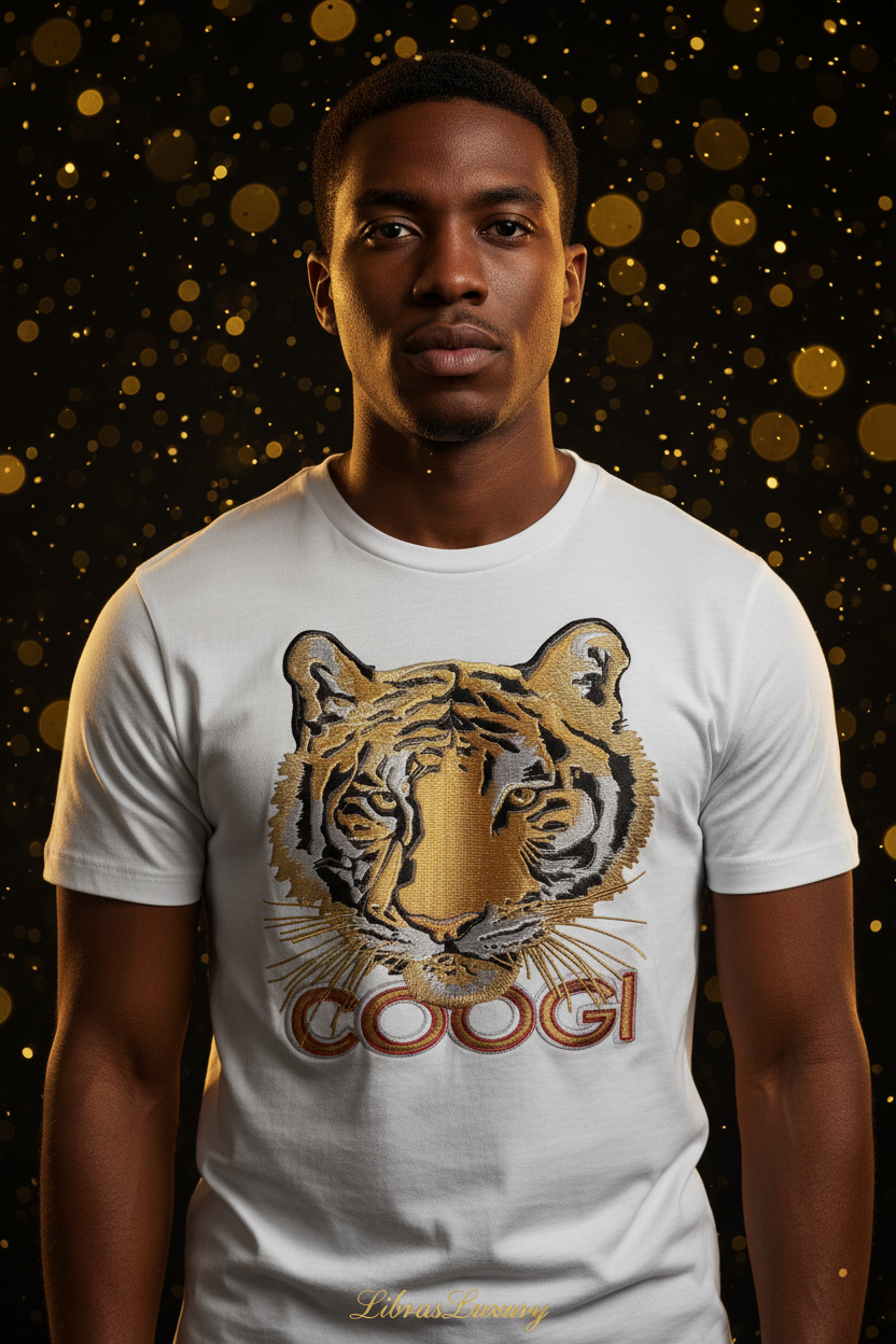 Model wearing Coogi Legacy Tee - LibrasLuxury