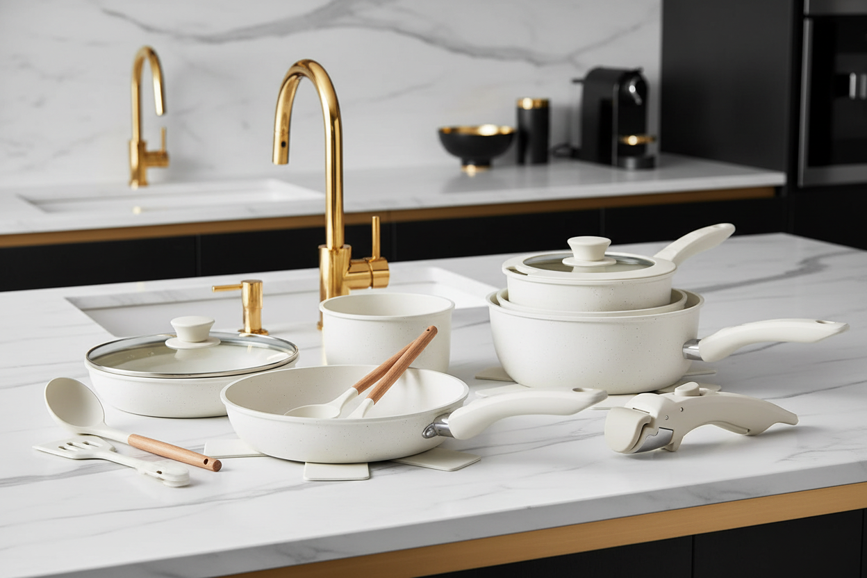 10-Piece Ceramic Non-Stick Cookware Set | LibrasLuxury — luxury kitchen lifestyle