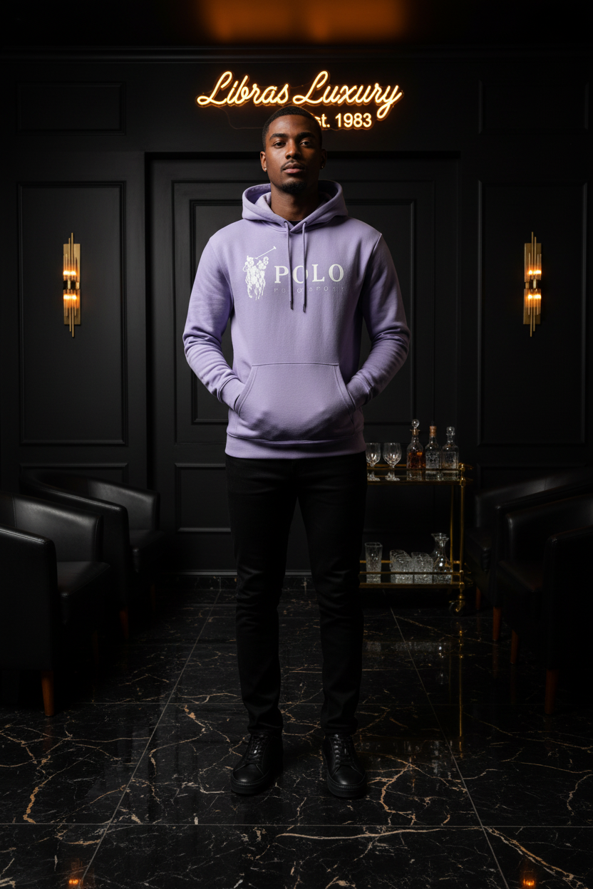 Polo Fleece Hoodie Lavender - LibrasLuxury dark luxury editorial