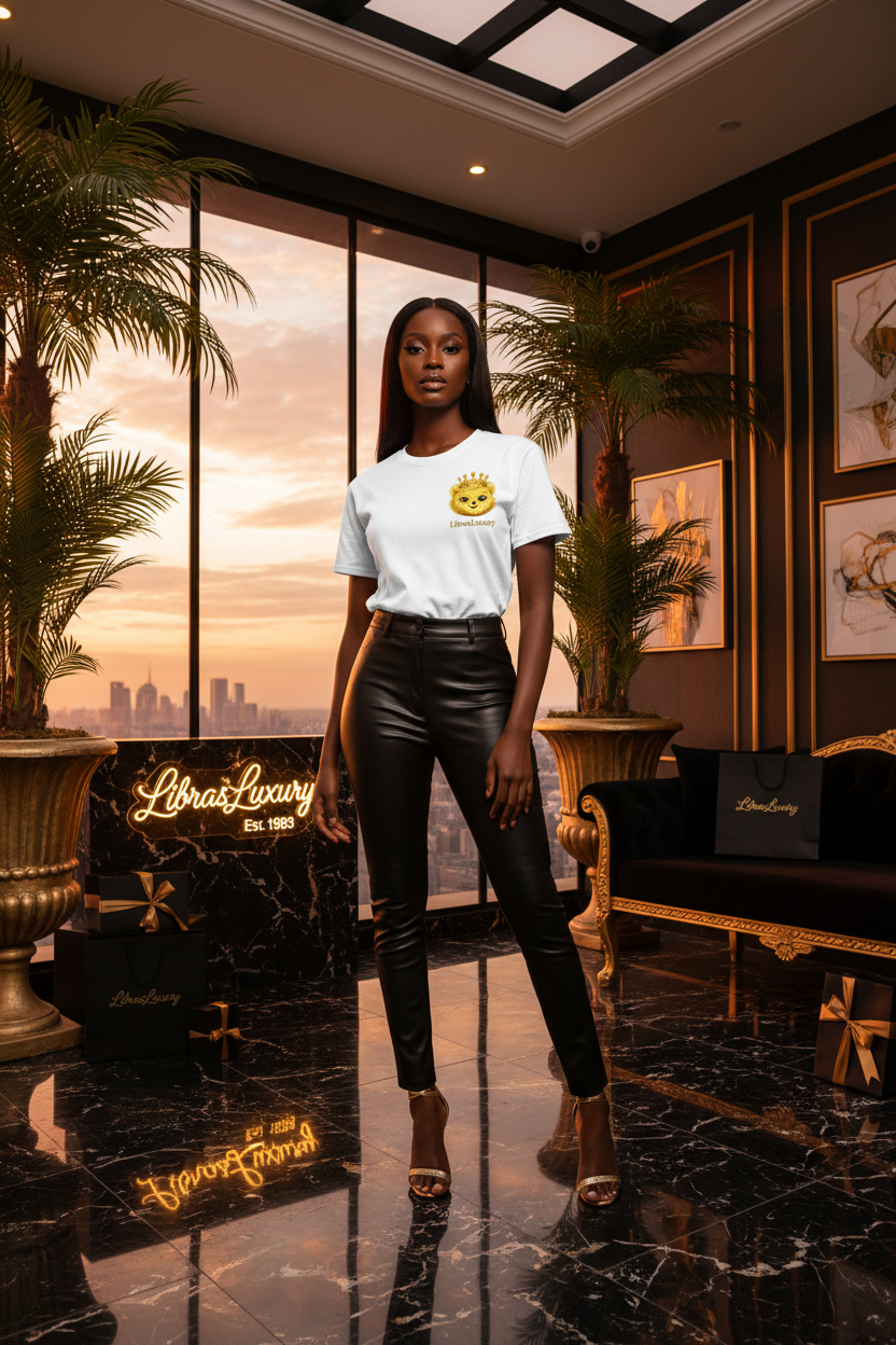 Luxury In Motion White Tee Model | LibrasLuxury