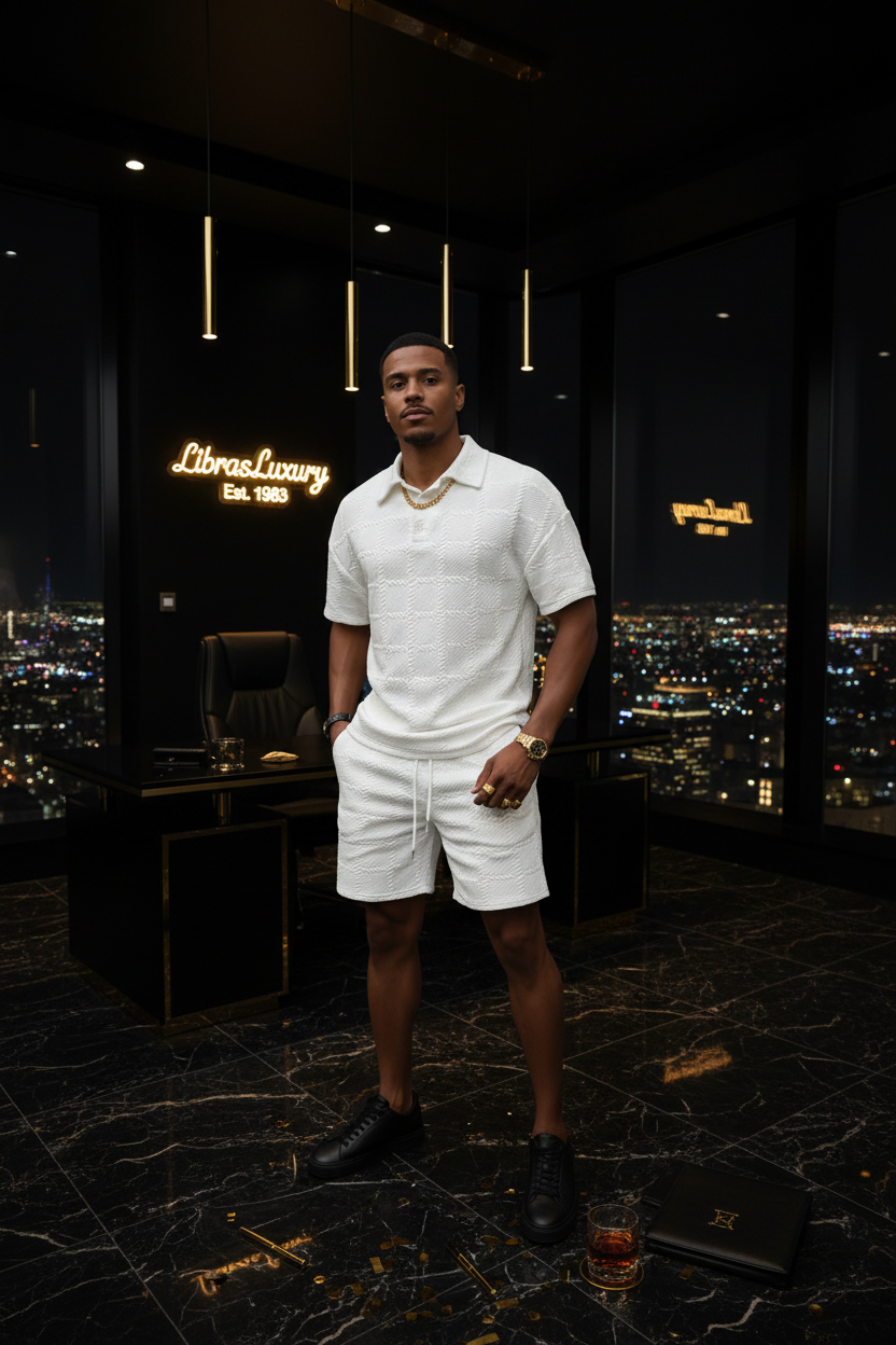 Boss Mode Set — Mixed Male Model — Dark Corner Office Skyscraper Scene — LibrasLuxury
