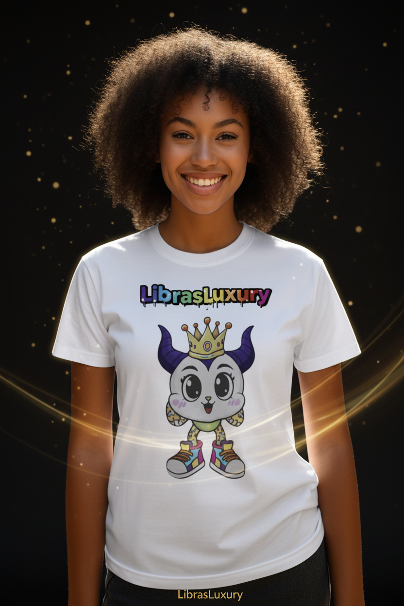 Model wearing LibrasLuxury Luxie Pop Bold Color Classic Tee - LibrasLuxury
