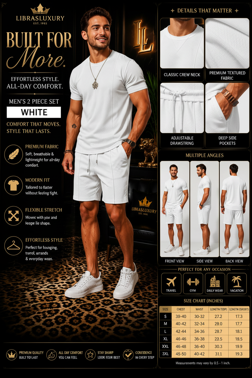 White Men's 2-Piece Set - LibrasLuxury