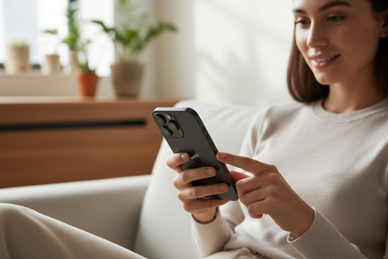 iPhone with Apple Logo - In Use 2